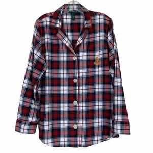 Lauren Ralph Lauren Plaid Pajama Top Red Size L